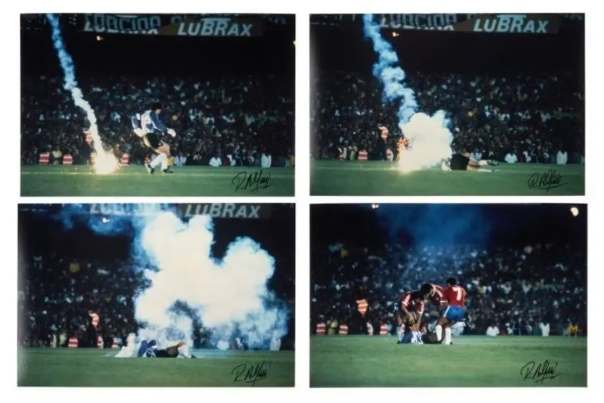 足球场上的阴谋！用藏好的刀片割伤自己！